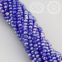 Намистини Swarovski огранювання рондель 3х2,5 мм Ø 0,8 мм 38 см (+-160 шт.) Сапфір АВ прозорий