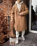 Чоловіче пальто коричневе кашемірове осінь/весна. Чоловіче кашемірове пальто стильне демісезонне