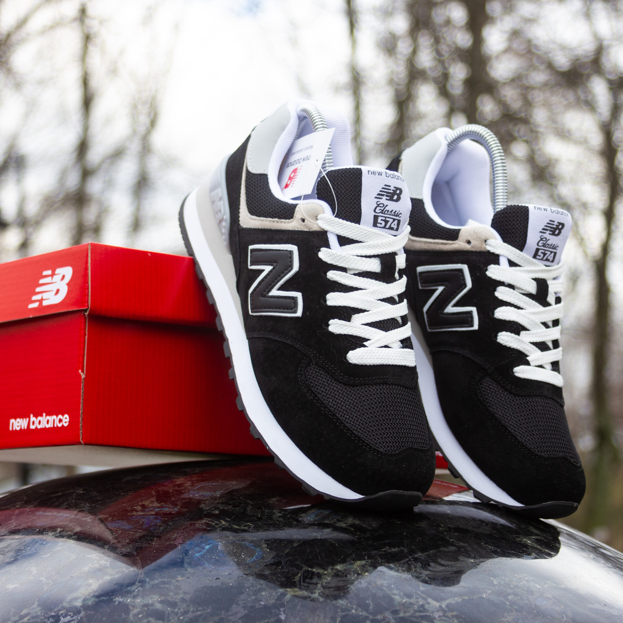 36 розмір Кроссовки New Balance 574 чорні з білим РОЗПРОДАЖ