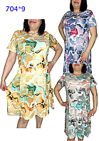 Женское котоновое платье ПОЛУБАТАЛ (р-ры: 50-58) 704-9 (в уп. разный цвет) фабричный Китай.