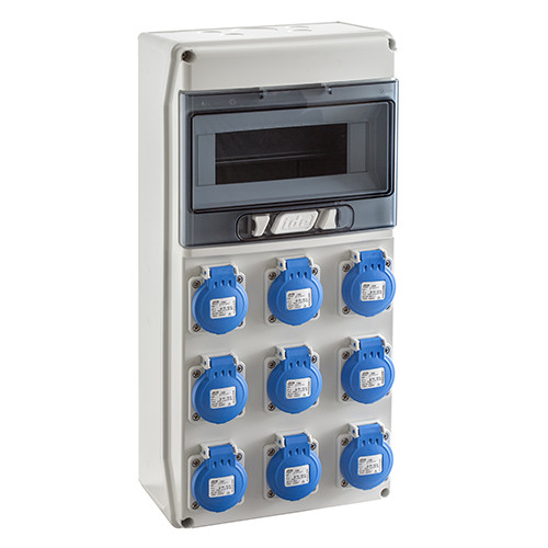 Щит з розетками 9xSchuko, IDE CSN9PT/RR на 9 модулів IP44 SV9100, фото 1