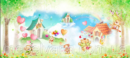 Фотошлях Chameleon Акварельне будиночки та ведмедики 100х100 см, фото 1