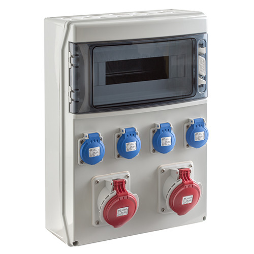 Щит з розетками 2x32A 4P, 4xSchuko IDE CSN12PT на 12 модулів IP44 SV12302, фото 1