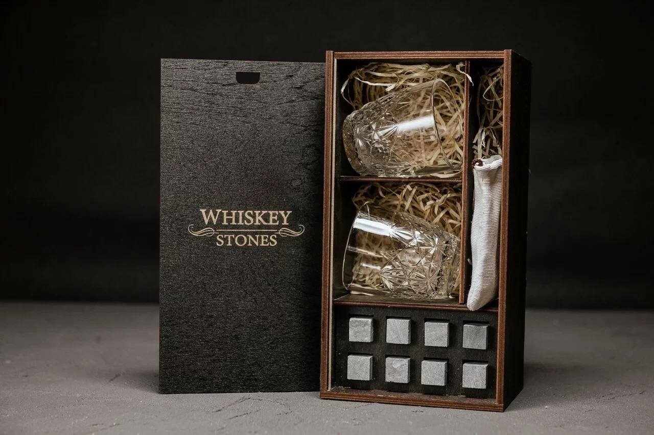 Подарунковий набір каменів та стаканів для віскі № 1 Dedalo, фото 1