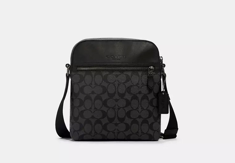 Чоловіча сумка COACH Houston Flight Bag in Signature Canvas (чорна) ОРИГІНАЛ