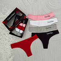 Набор женских трусиков Calvin Klein стринги 5шт, Женское белье брендовая Келвин Кляйн