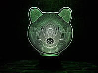 Сменная пластина для 3D светильников "Медведь" акрил. Сменная пластина для ночника 3D в детскую комнату