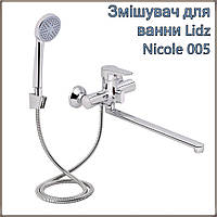 Змішувач для ванни Lidz Nicole 005 з поворотним виливом (з душовим гарнітуром) (k35) Chrome (14 34 005-1)