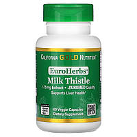 Екстракт розторопші, 175 мг, Milk Thistle Extract, EuroHerbs, European Quality, California Gold Nutrition, 60