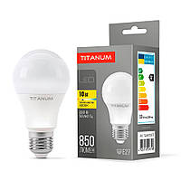 Лампа светодиодная LED A60 груша 10W E27 3000K 850 Lm TITANUM