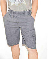 Шорты мужские льняные Бриджи с накладными карманами лен темно серый XL(YP)