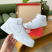 Женские кроссовки Nike Air Force High - White белые высокие Найк Аир Форсы 37
