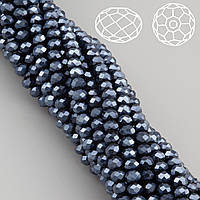 Бусины Swarovski огранка рондель, размер 4х3,5мм, 42см (+-120шт.), цвет Синий темный металлик