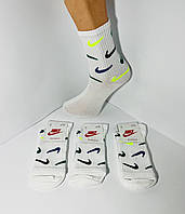 Шкарпетки демісезонні 12 пар спортивні високі з бавовни з тенісною гумкою Nike Туреччина розмір 36-39 білі