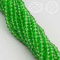 Бусины Swarovski огранка рондель, размер 3х2,5мм, 38см (+-160шт.), цвет Зеленый прозрачный