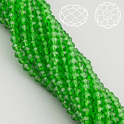 Намистини Swarovski огранювання рондель 3х2,5 мм Ø 0,8 мм 38 см (+-160 шт.) Зелений прозорий