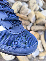 Кроссовки ADIDAS Daroga Dark BLUE темно синие на белой плоской подошве и белыми полосами с фирменым логотипом, фото 4