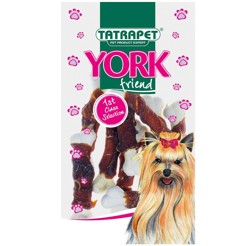 Ласощі для собак кальцієві кісточки з м'ясом качки TatraPet York 50 г