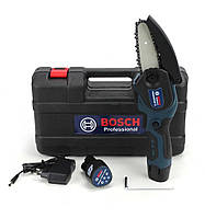Акумуляторна ланцюгова пила Bosch з двома АКБ (12v 3.0 Ah) у кейсі BS8020. 2 шинами (10 і 15 см) і з 2 ланцюгами.