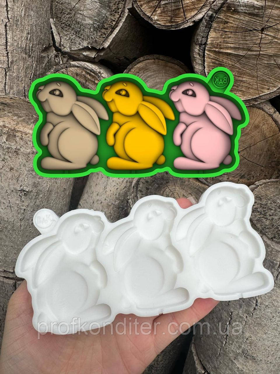 Ексклюзив. Силіконовий молд для шоколаду, мастіки, карамелі та ін "Зайчата для декору", фото 1