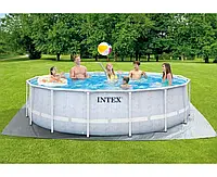 Семейный каркасный большой бассейн Intex, детский круглый бассейн для дачи с ПВХ с лестницей и насосом-фильтро