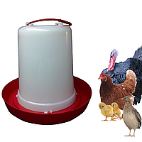 Поильник вакуумный для кур бройлеров на 5 л с ручкой для домашней птицы цыплят перепелов индюков уток пластик
