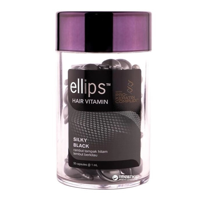 Олія для волосся ELLIPS Hair Silky Black Шовкова ніч з PRO-кератиновим комплексом 50х1ml, фото 1