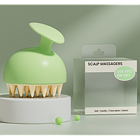 Масажер для шкіри голови силіконовий, масажна щітка, Scalp Massagers, зелений, 8х8х9,8 см