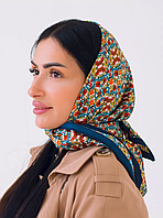 Женский платок с цветочным принтом, платок красный, синий, зеленый, цветастый платок 90 см