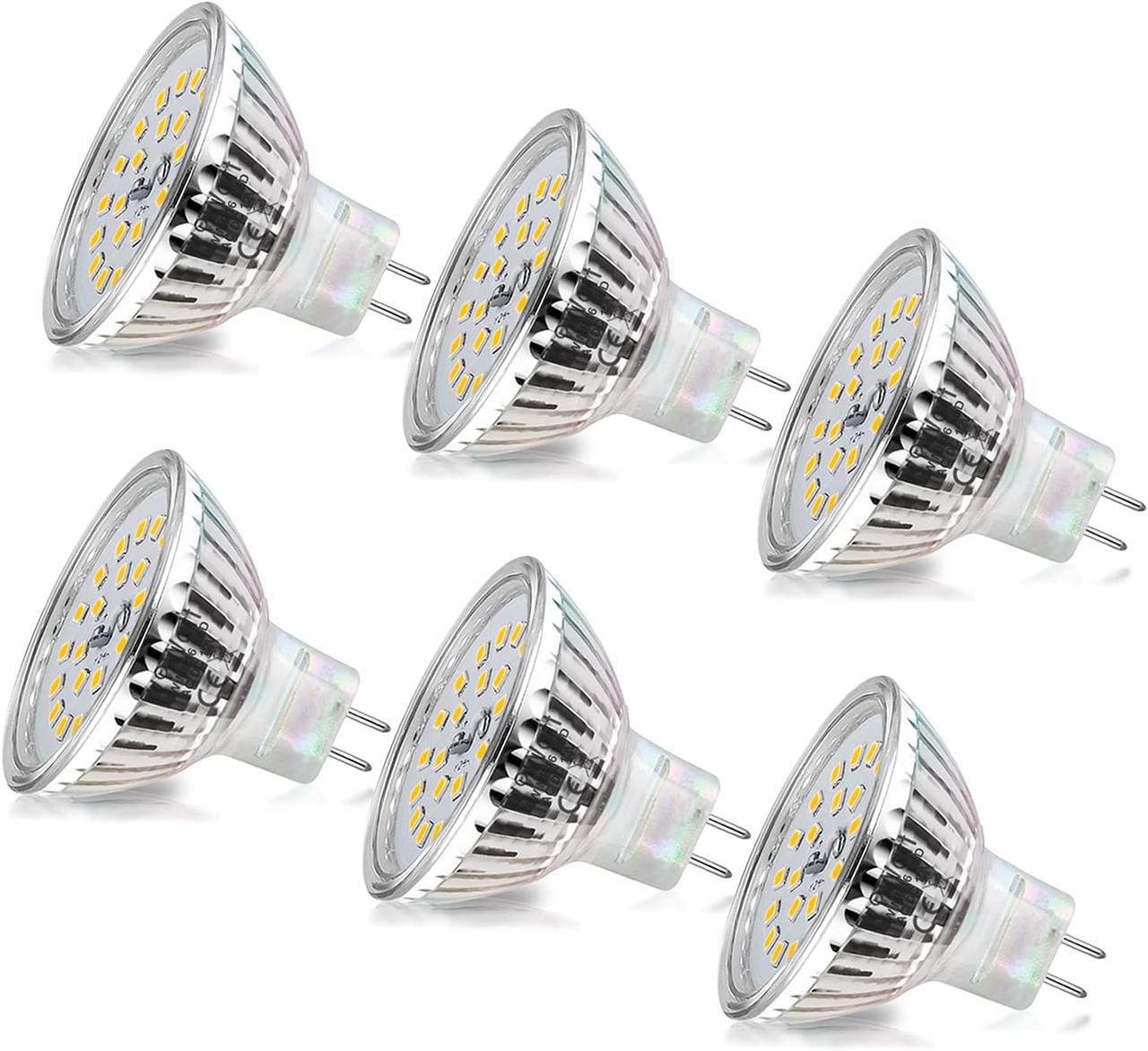 Wowatt 6 W GU5.3 Світлодіодна лампочка Нейтральний білий 4000K MR16 12V Галогенний еквівалент 40W Прожектор GU5.3 LED 480LM, фото 1