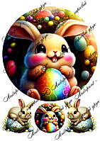 Съедобная картинка "Зверушки " Зайчик, заяц, кролик, пасхальный зайчик сахарная и вафельная картинка а4