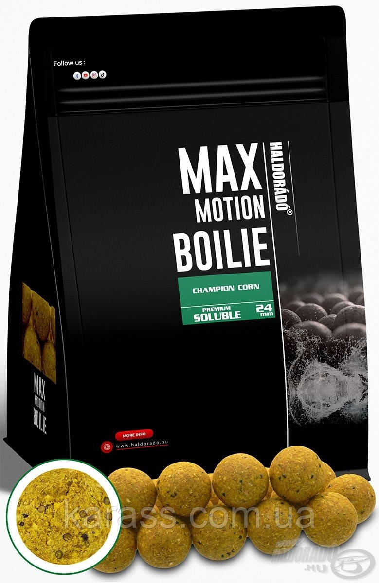 Бойли розчинні HALDORÁDÓ MAX MOTION Boilie Premium Soluble 24 mm Champion Corn