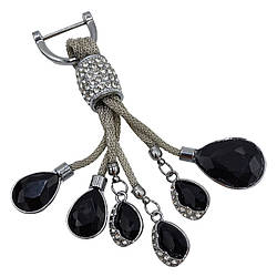 Шикарний брелок для автомобільних ключів із стразами, чорний