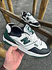 Чоловічі кросівки New Balance 550 White Black Green взуття Нью Беланс білі з зеленим шкіряні весна осінь, фото 4
