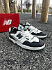 Чоловічі кросівки New Balance 550 White Black Green взуття Нью Беланс білі з зеленим шкіряні весна осінь, фото 3