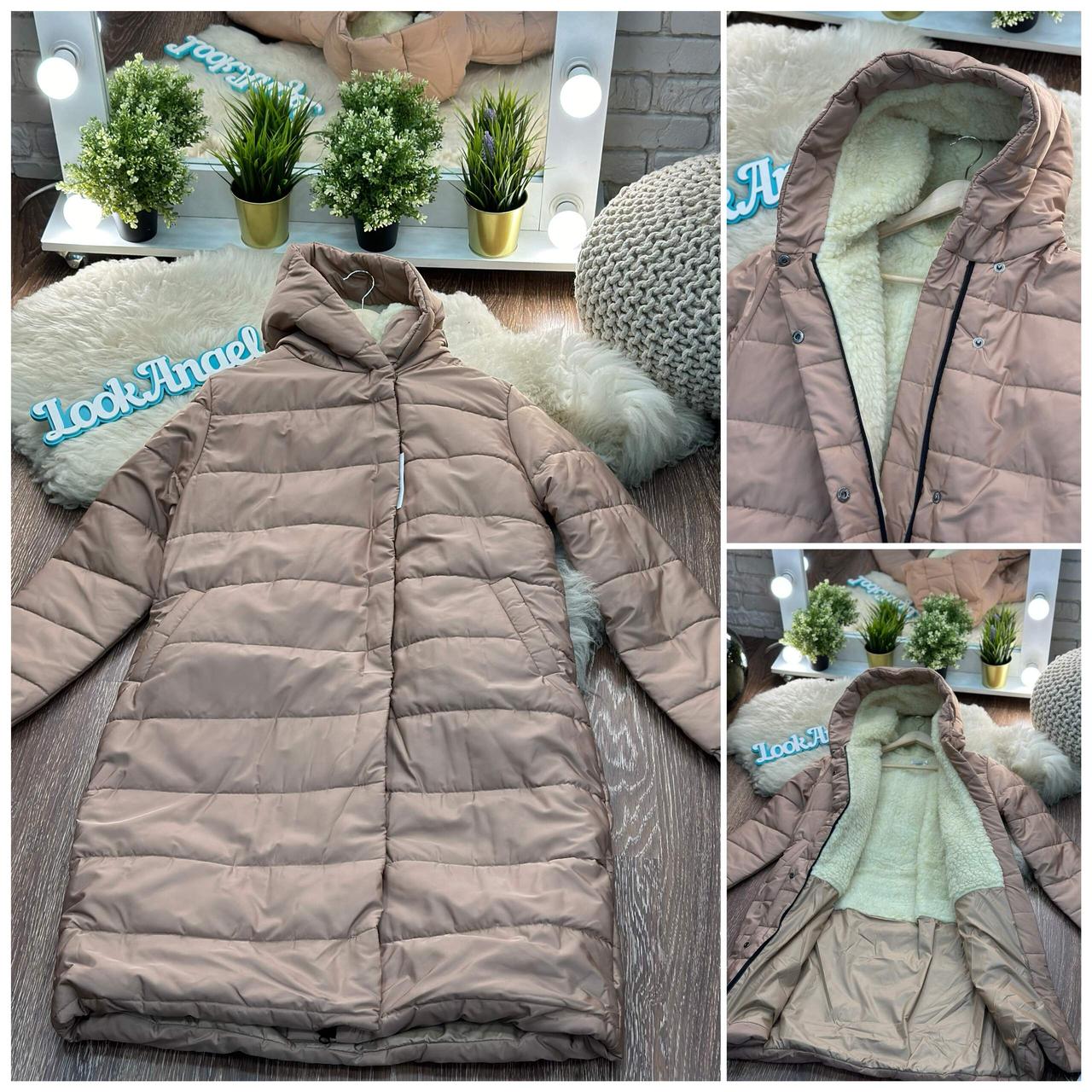 Шикарне жіноче пальто на овчині, тканина "Плащівка Канада" 50, 52, 60, 62, 64 розмір 50 62