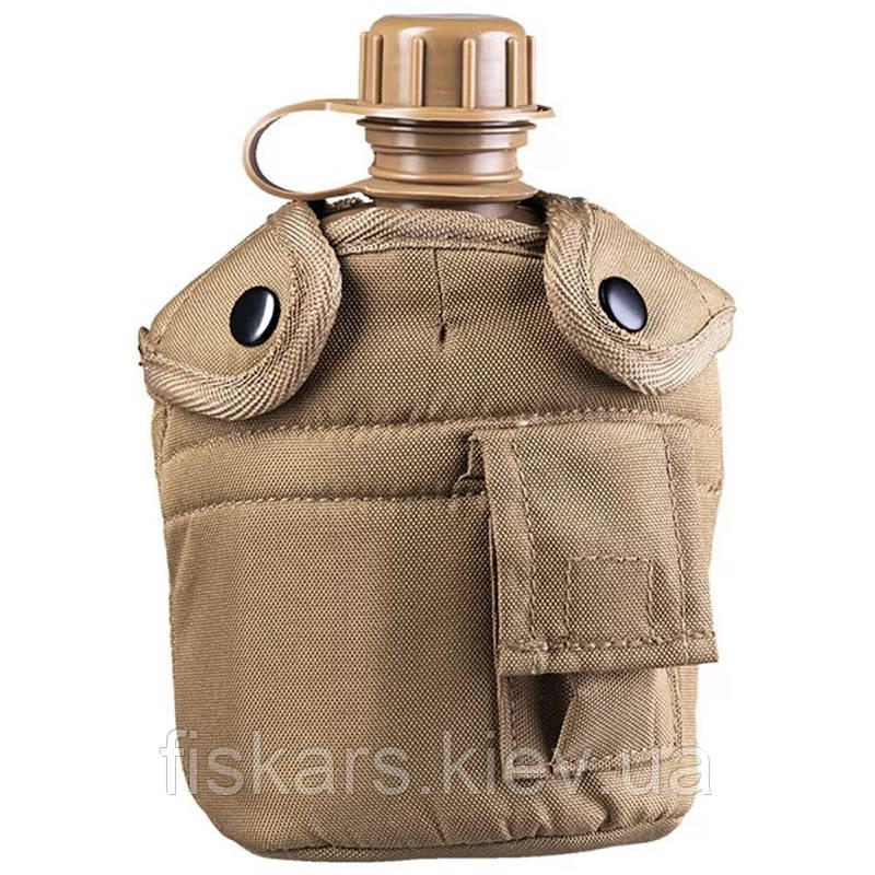 Фляга з чашкою та чохлом Mil-Tec US 0.9 л Coyote (14506005)