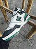 Чоловічі кросівки New Balance 550 White Black Green взуття Нью Беланс білі з зеленим шкіряні весна осінь, фото 7