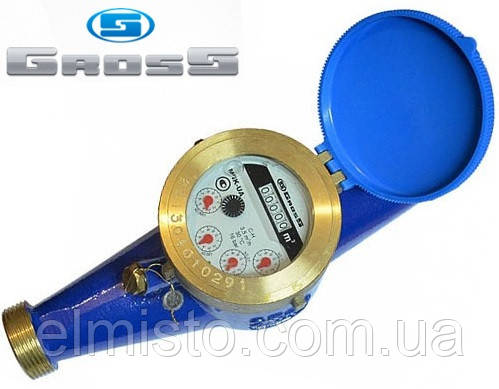 Водообчисник GROSS MNK 25/260 крильчастий (мокрохід R=160) Ду 25 (1") Qn6,3, кл. т. С, латунний