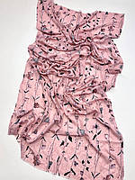 Весенний шарф палантин из натурального хлопка. Турецкий женский палантин с цветочным рисунком Персиковый