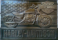 Різьблене панно-картина з натурального дерева ясеня ЧПУ "Harley-Davidson"