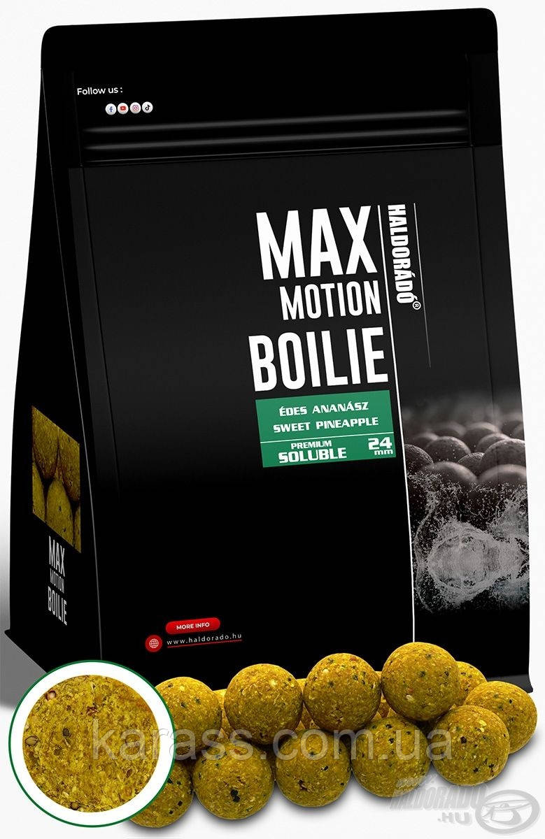 Бойли розчинні HALDORÁDÓ MAX MOTION Boilie Premium Soluble 24 mm Édes Ananász