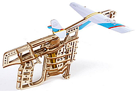 Механический 3D деревянный конструктор Ugears «Запускатель самолетов»