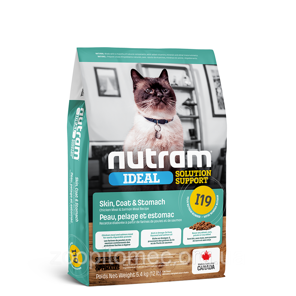 Корм NUTRAM (Нутрам) Ideal Solution Support Skin Coat Stomach Cat холістик для чутливих кішок, 5,4 кг