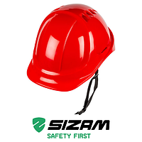 Каска защитная без вентиляции Sizam Safe-Guard красная 35007