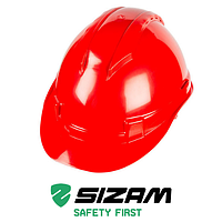 Каска защитная с вентиляцией Sizam Safe-Guard красная 35015