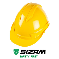 Каска защитная с вентиляцией Sizam Safe-Guard желтая 35016