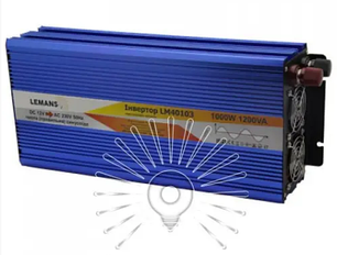 Інвертор + заряджання 20 А синій корпус Lemanso LM40103 з 12VDC до 230V AC 1000W 1200VA 20A правильна синусоїда, фото 3