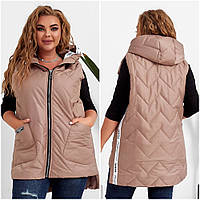 Женская демисезонная безрукавка - жилет . Женская стеганная жилетка. Весенние женские жилетки р-48-58 мокко