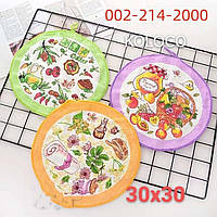 Серветки кухонні 20 штук круглі з мікрофібри розмір 30*30 мікс кольорів